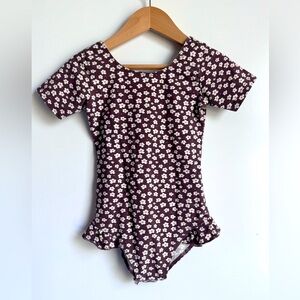 Rylee + Cru 6-7Y Brown Floral Bodysuit Flutter‎ Brown Floral Boho Cotton Luxury